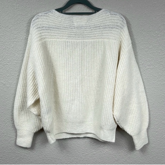 New Eleven Six Emma Twist Keyhole Cut Out Knit Sweater Alpaca Wool Cream M L - Picture 7 of 9